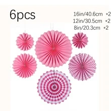 1套裝飾紙扇 - 粉色 - 查看 5