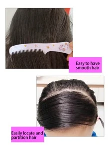 Bộ 2 lược chải tóc họa tiết cây và kỳ lân hoạt hình cho trẻ em, Lược chải tóc, Đồ dùng thiết yếu cho ngày lễ, du lịch, Phụ kiện tóc cho nữ - Màu tím - Xem 4