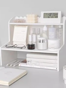 1 desktop storage rack, wooden double-layer white storage shelf - trắng - Xem 3