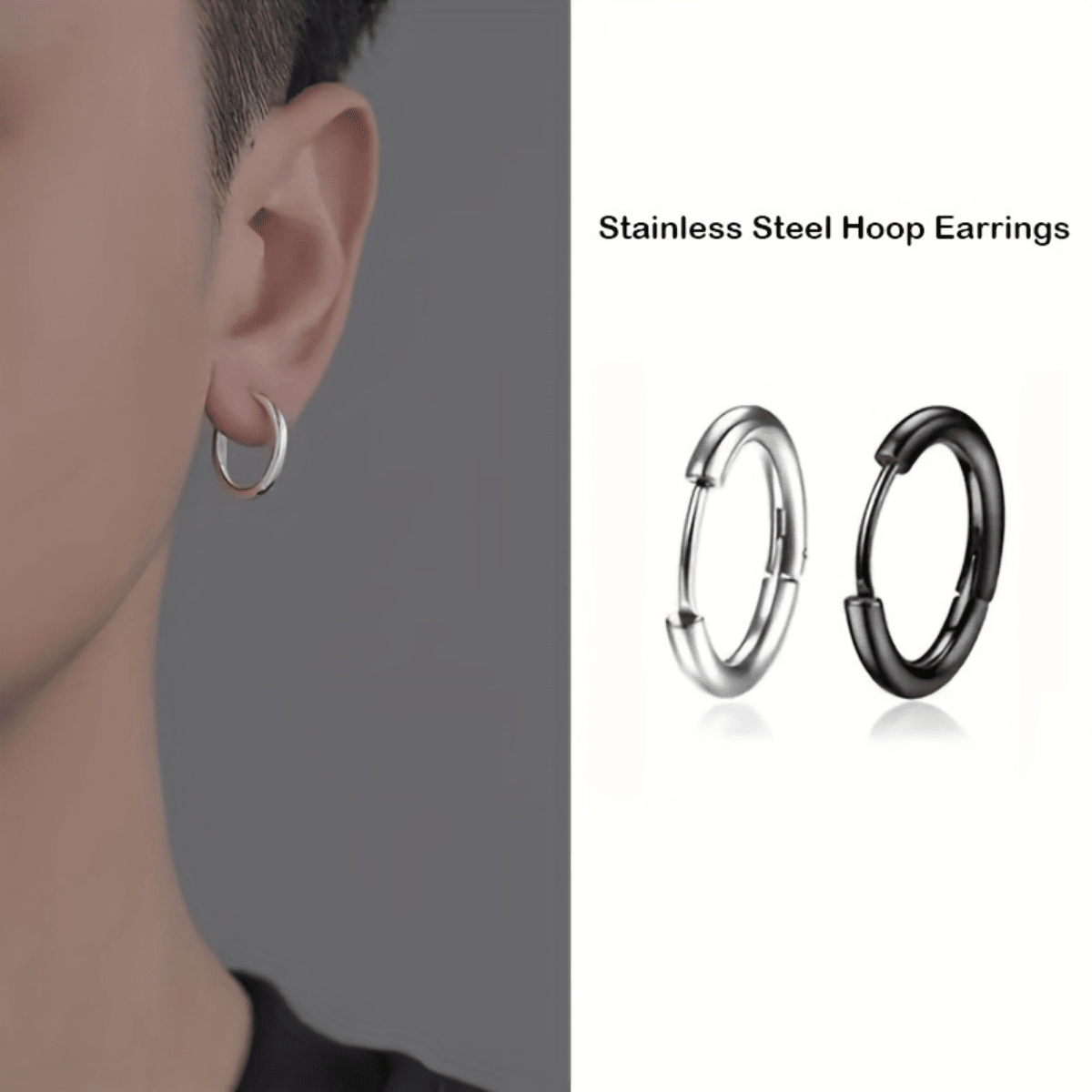 10 Pairs Set Circle Stainless Steel Hoop Earrings for Women Men Anti