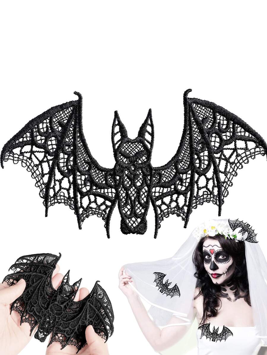 蝙蝠裝飾用品蕾絲蝙蝠3D黑色蝙蝠裝飾萬聖節房間裝飾逼真惡作劇道具適合萬聖節窗戶室內戶外派對用品