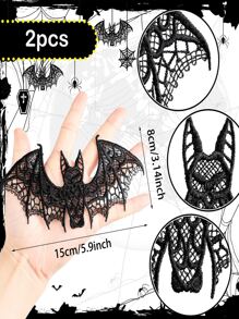 蝙蝠裝飾用品蕾絲蝙蝠3D黑色蝙蝠裝飾萬聖節房間裝飾逼真惡作劇道具適合萬聖節窗戶室內戶外派對用品