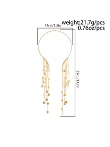 Women 1pc Vintage Fashion Sparkling Sequin Tassel Charm Necklace - Yellow Gold - View 5