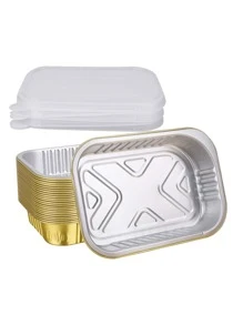 10pcs Aluminum Foil Food Containers With Lids - Apricot - View 1