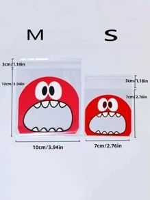 100入組可愛大嘴唇怪物塑膠包裝袋適用於生日,餅乾,糖果,禮品包裝