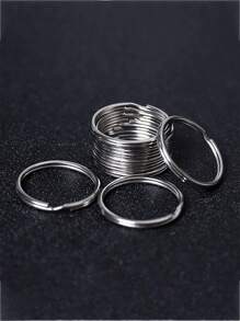 20pcs/Bag Silver Plated Metal Blank Key Ring Keychain Split Ring Key Chain Key Ring Accessories Car Accessories Bag Charm Backpack For School - Silver - View 1