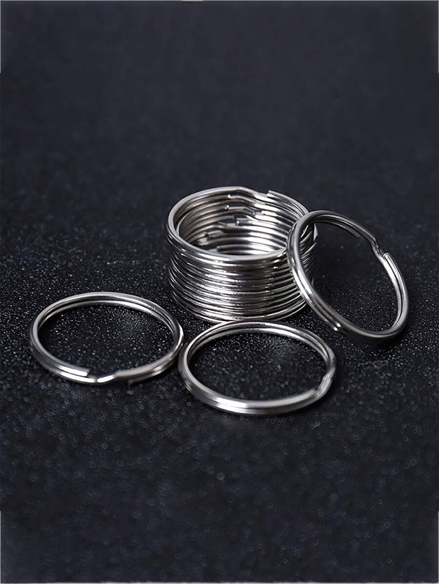 20pcs/Bag Silver Plated Metal Blank Key Ring Keychain Split Ring Key Chain Key Ring Accessories Car Accessories Bag Charm Backpack For School - Silver - View 1