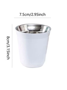 1pc Double Wall Insulated Small Capacity Coffee Cup, Made Of 304 Stainless Steel Back To School - White - View 3