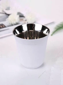 1pc Double Wall Insulated Small Capacity Coffee Cup, Made Of 304 Stainless Steel Back To School - White - View 1