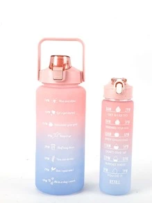 1入組2L或者750ml大容量綠色漸變PC水瓶,運動和健身便攜吸管杯,適用於家庭和旅行戶外使用 - 粉色 - 查看 3