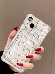 Heart Print Clear Phone Case