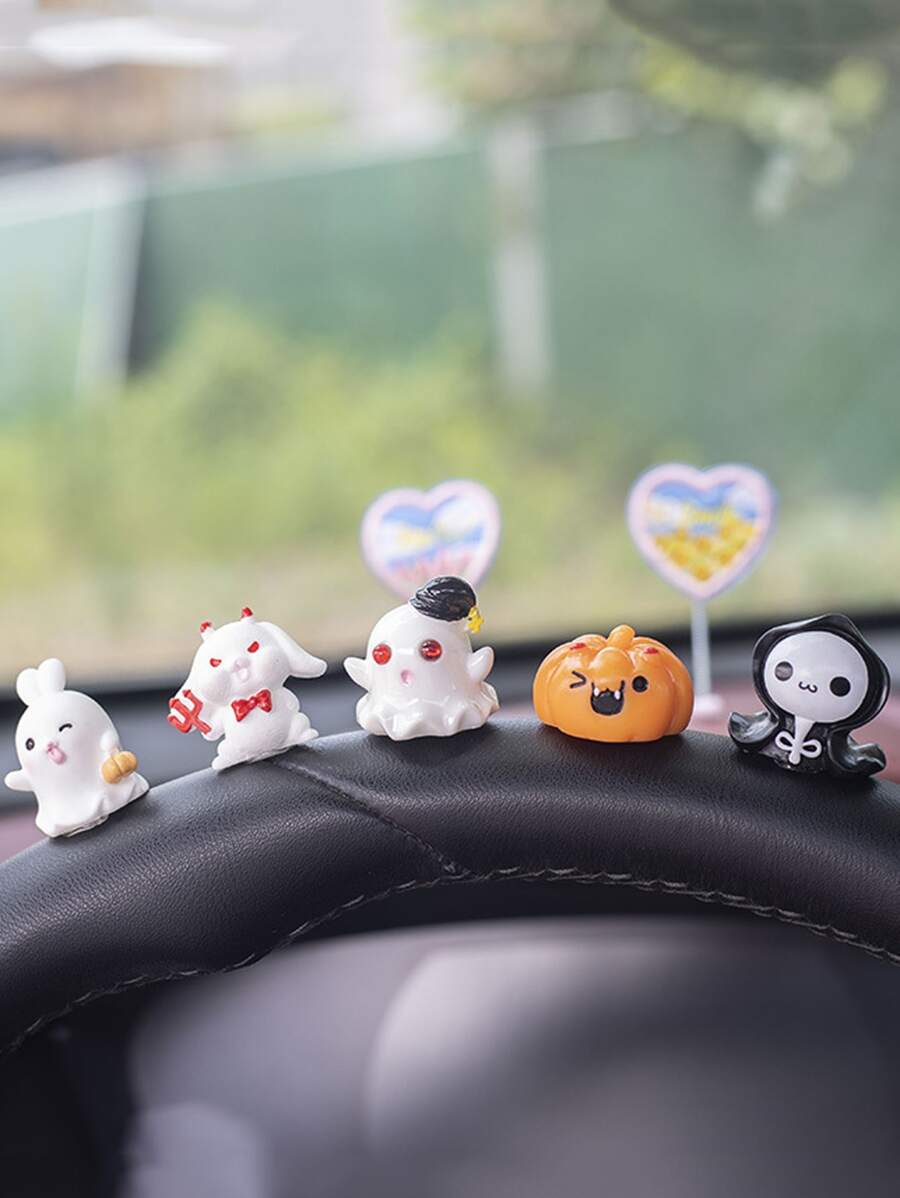 5pcs Cartoon Skeleton & Ghost Shaped Car Ornament - Multicolor - View 1
