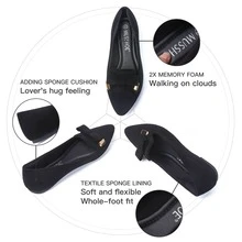 MUSSHOE Women Bow Pointed Toe Comfortable Flat Shoes - màu đen - Xem 5