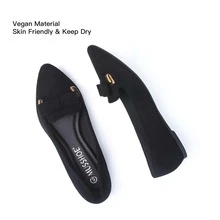 MUSSHOE Women Bow Pointed Toe Comfortable Flat Shoes - màu đen - Xem 4