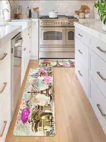 1 tấm Thảm Nhà Bếp Chống Trơn Trượt Hình Tháp & In Hoa - Nhiều màu - Xem 1