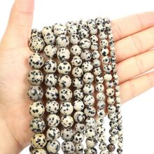 1 Strand Dalmatian Jasper Natural Stone Beads For Jewelry Making Round Loose Bead Needlework DIY Bracelet 4 6 8 10mm - Multicolor - View 6