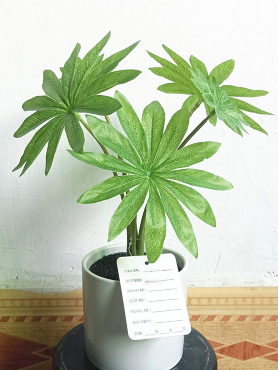 1pc 22cm/8.66 Inches Artificial Plant Ravenala Madagascariensis Wall Decor Plastic Foliage Green Leaf Without Basin - Apricot - View 1