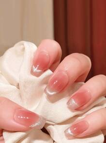 Elevate Your Style With 24pcs Long Square Cat Eye Effect Full Cover Fake Nail Kit Press On Nails Nail Supplies - Multicolor - View 2