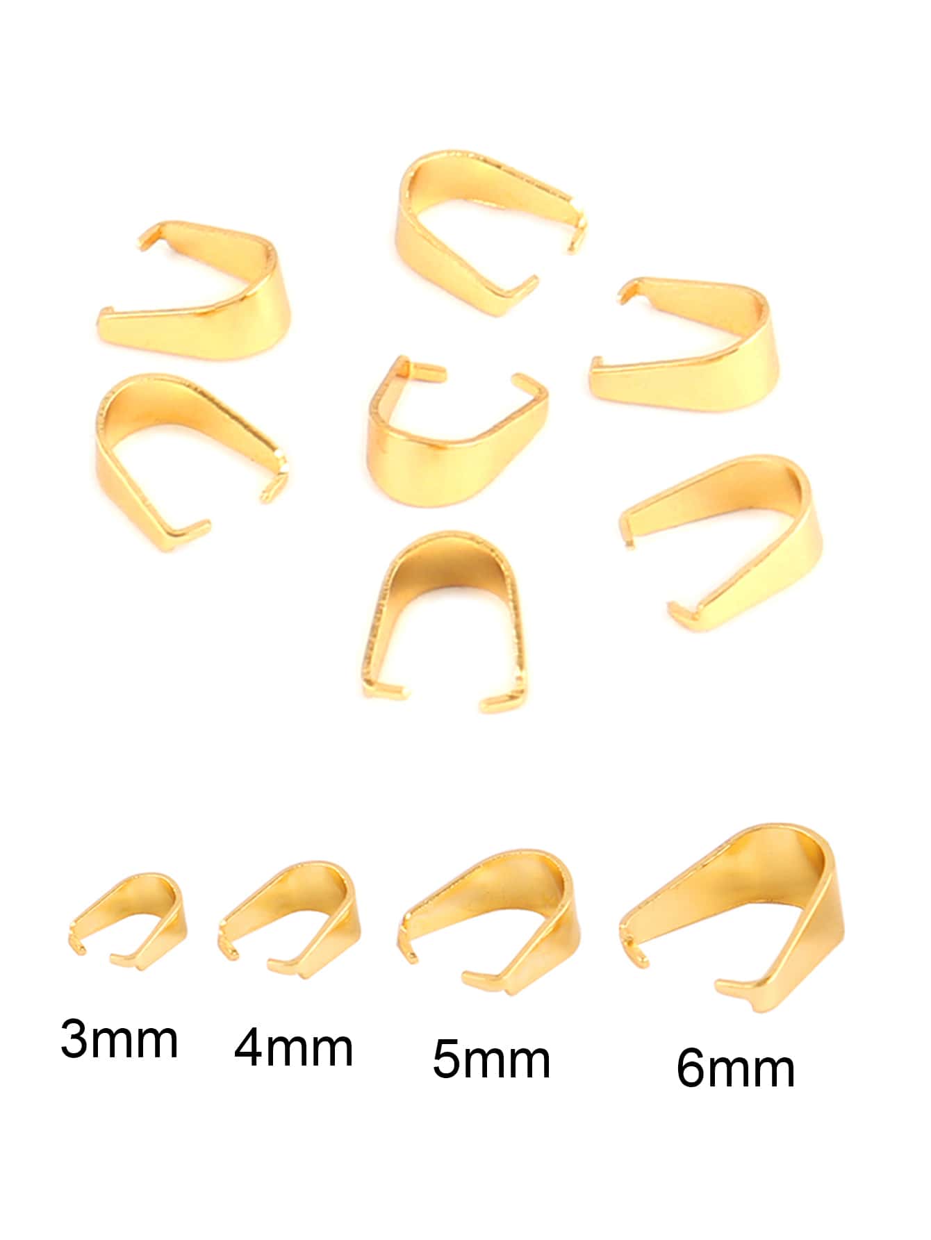 50入組不銹鋼吊墜夾連接器捏扣瓜種子扣飾DIY珠寶製作配件 - 金黃色 - 查看 1
