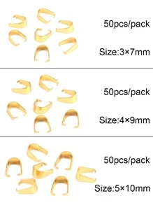 50入組不銹鋼吊墜夾連接器捏扣瓜種子扣飾DIY珠寶製作配件 - 金黃色 - 查看 3