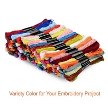 50pcs/set Random Colored Cross Stitch Threads, Rainbow Color Embroidery Floss, Used For Diy Sewing