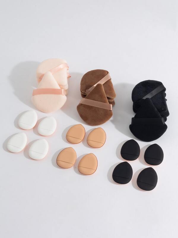 12 loose powder puffs and 12 mini finger puffs to fix makeup and