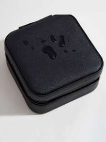 1入組方形首飾盒,便攜珠寶收納盒收納盒帶多種隔間,適用於耳環,項鍊,環,女士首飾盒,家庭或者旅行收納,戒指盤,黑色 - 黑色 - 查看 4