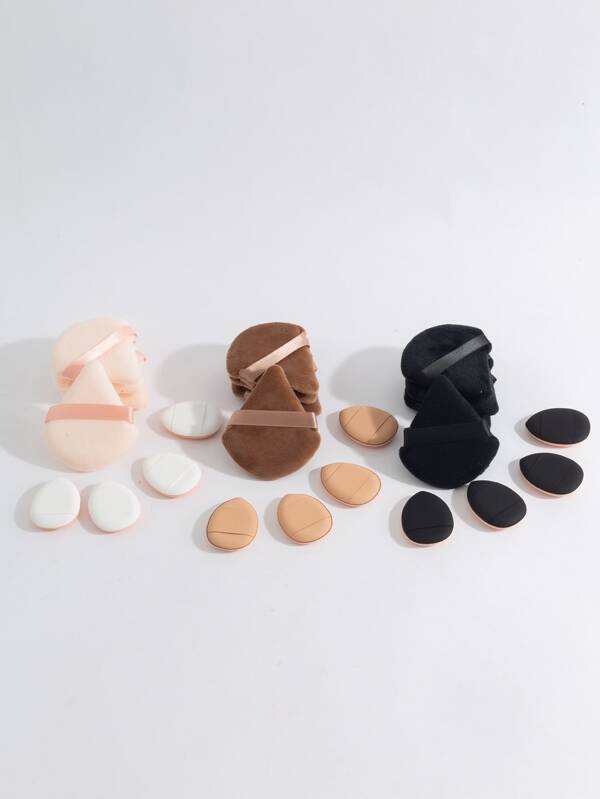 12 loose powder puffs and 12 mini finger puffs to fix makeup and