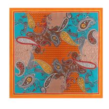 1入組彩色幾何圖案90*90cm方形圍巾適用於頭巾帽 - 橘色 - 查看 4