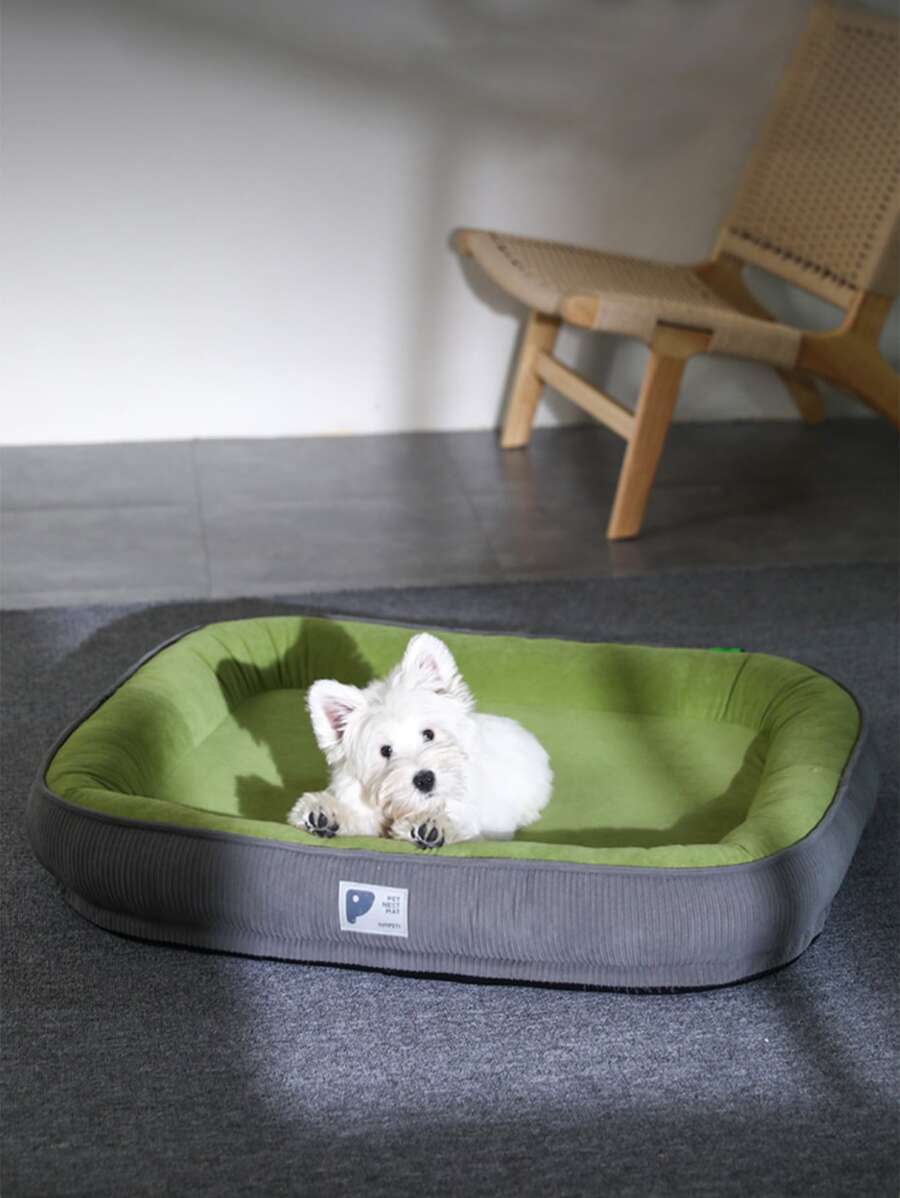 1入組方形可拆卸寵物床適用於貓和狗狗,四季 - 綠色 - 查看 1