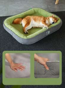 1入組方形可拆卸寵物床適用於貓和狗狗,四季 - 綠色 - 查看 3