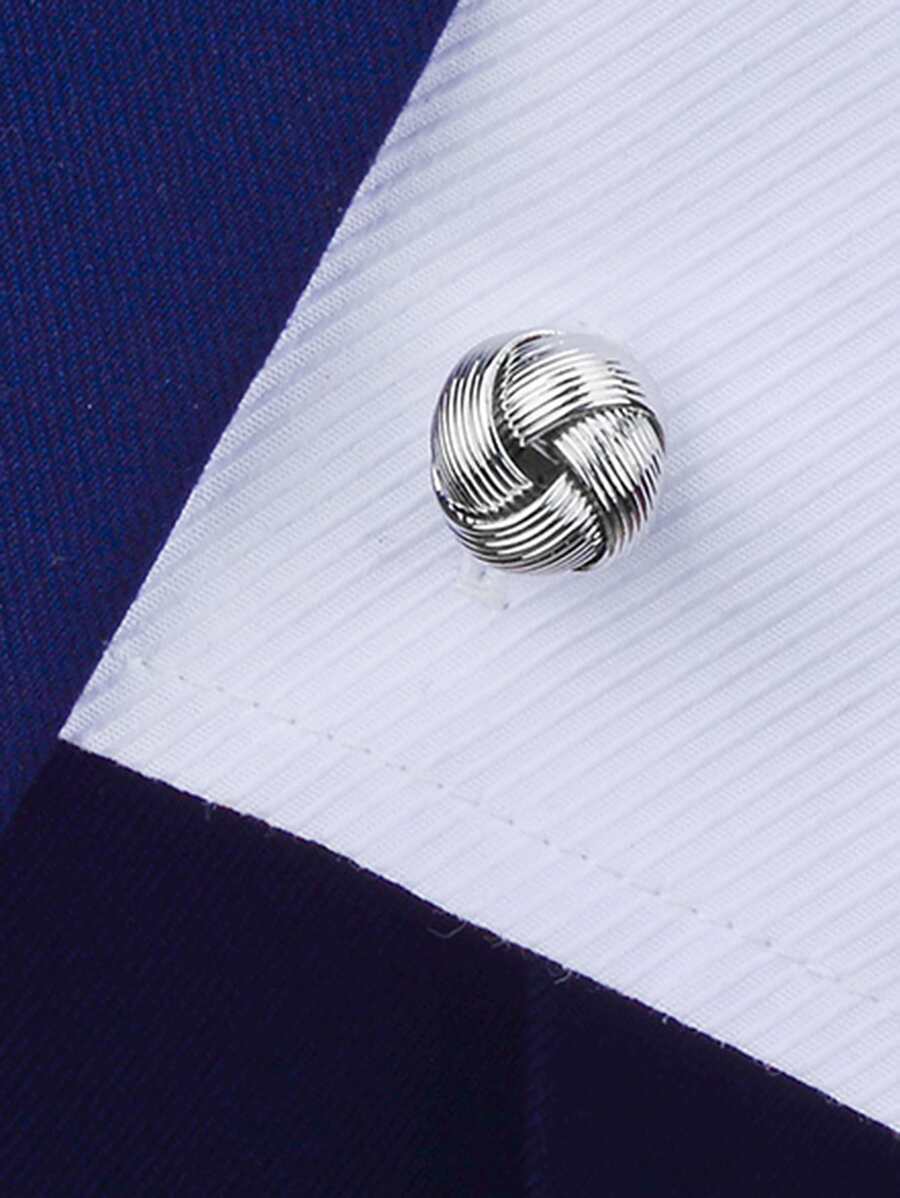 Pair of French Cufflinks Silver Metal Twist Cufflinks French Shirt Sleeve Studs Men Women Shirt Cufflinks - Silver - View 1