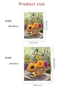 5D Hàng mới đến Chim Hoa Rổ Tranh kim cương Khảm Hình dán Hiện đại Nghệ thuật Thêu Giường đôi Tròn Kim cương Khảm Treo tranh Đối với Nhà  Phòng khách Trang trí Khâu chéo 1 Bộ - Nhiều màu - Xem 3