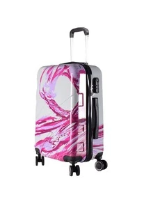 Maleta carry on de color combinado concha dura maleta equipaje de rueda para viajar escuela - Morado Violeta - Ver 3