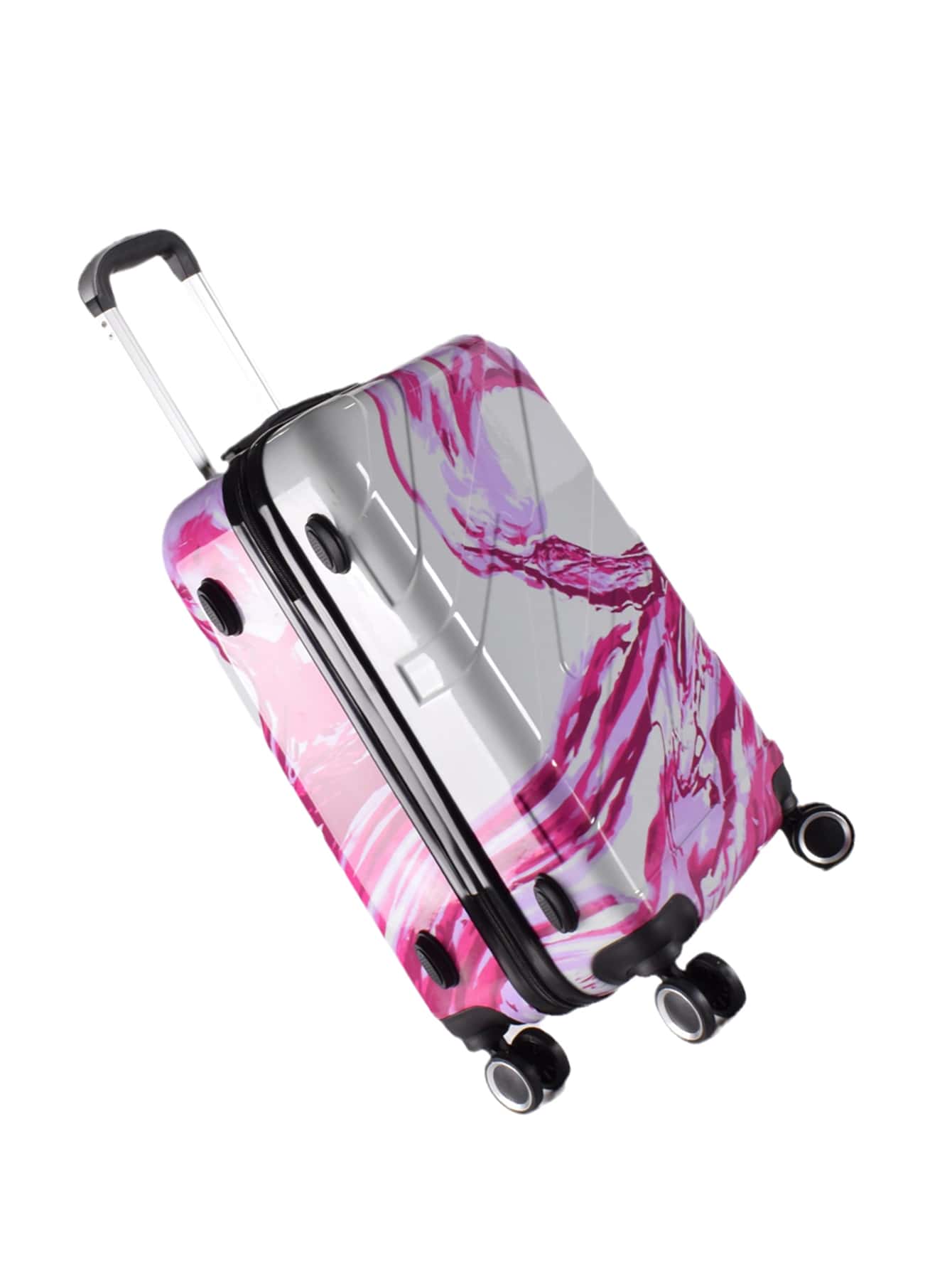Maleta carry on de color combinado concha dura maleta equipaje de rueda para viajar escuela - Morado Violeta - Ver 1