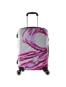 Maleta carry on de color combinado concha dura maleta equipaje de rueda para viajar escuela - Morado Violeta - Ver 6