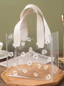 1入組透明禮品包裝袋帶小雛菊設計 - 無色 - 查看 1