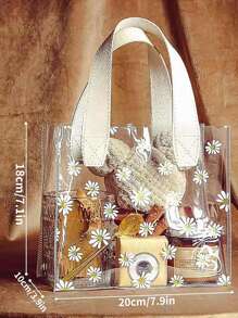 1入組透明禮品包裝袋帶小雛菊設計 - 無色 - 查看 2