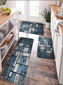 1 tấm thảm nhà bếp họa tiết hình học chống trượt - Nhiều màu - Xem 2