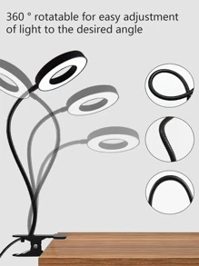 Led Eye Protective Student Desk Lamp Usb Powered, 3 Color Modes & Adjustable Brightness & Arm, Clip-on Table Light For Bedroom, Study, Reading, Office Lighting - Black - View 4