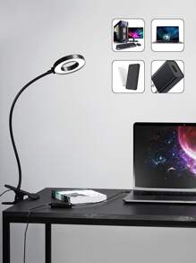 Led Eye Protective Student Desk Lamp Usb Powered, 3 Color Modes & Adjustable Brightness & Arm, Clip-on Table Light For Bedroom, Study, Reading, Office Lighting - Black - View 5
