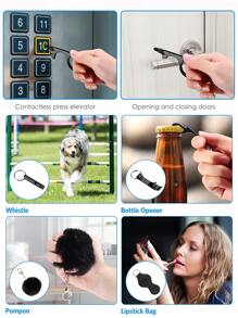 Bộ móc khóa an toàn bằng da Pu 9 chiếc, Bộ móc khóa an toàn có báo động cá nhân, Phụ kiện móc khóa bảo vệ làm quà tặng ngày lễ cho phụ nữ/bé gái - màu đen - Xem 5