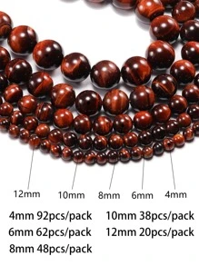 1鋼絞線混合黃色和紅色虎眼寶石散珠DIY首飾製作 - 紅色 - 查看 6