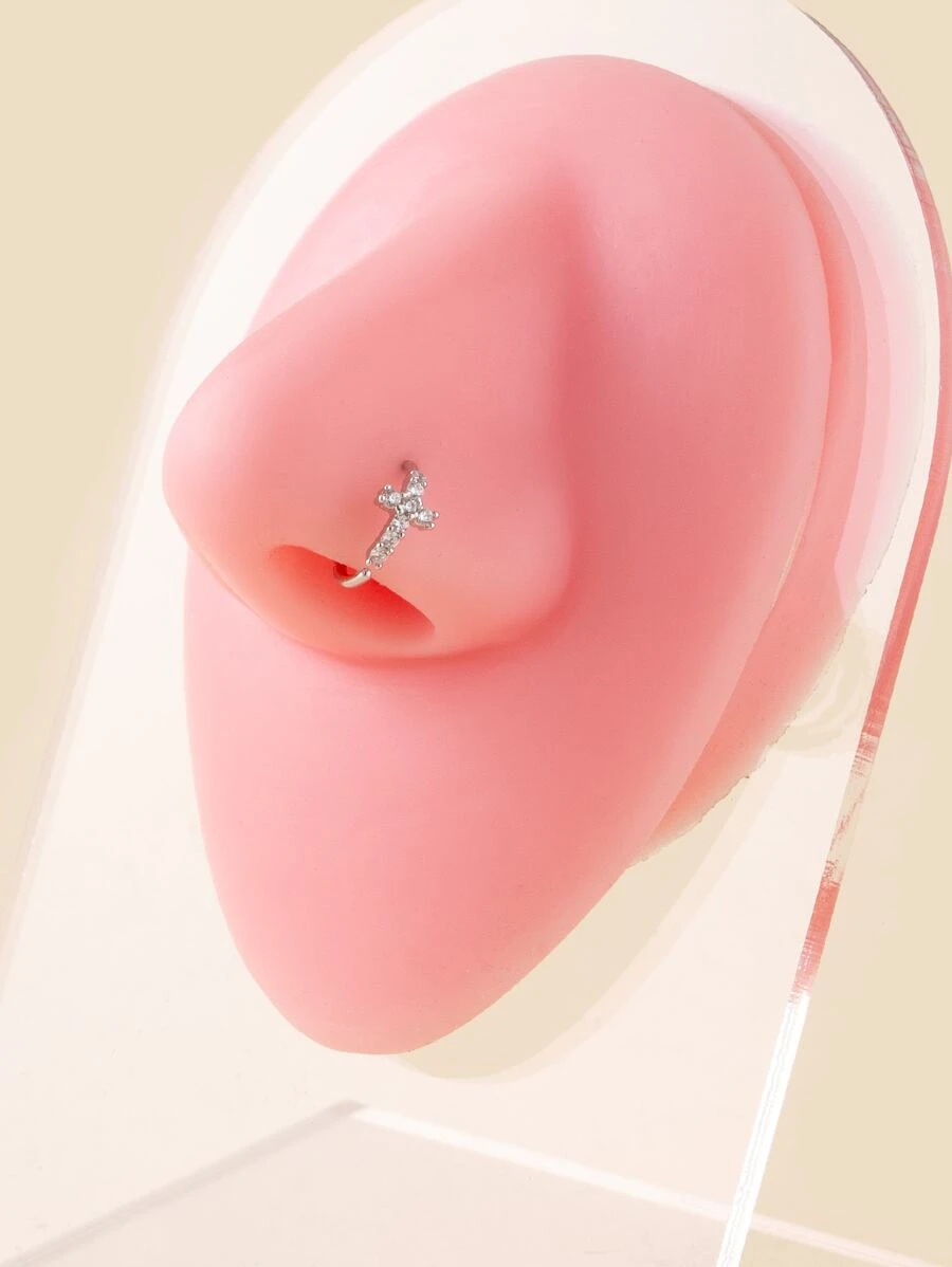 1入組Y2K風格吊墜交叉形狀女士鼻環