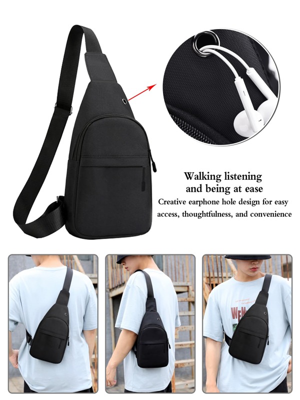 Chest Bag USB Charging with Headset Hole Messenger Bag Outdoor Sports