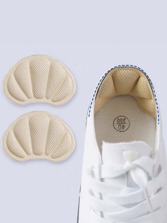 1pair Apricot Heel Protection Pads, Fabric Comfortable Minimalist Accessories For Shoes