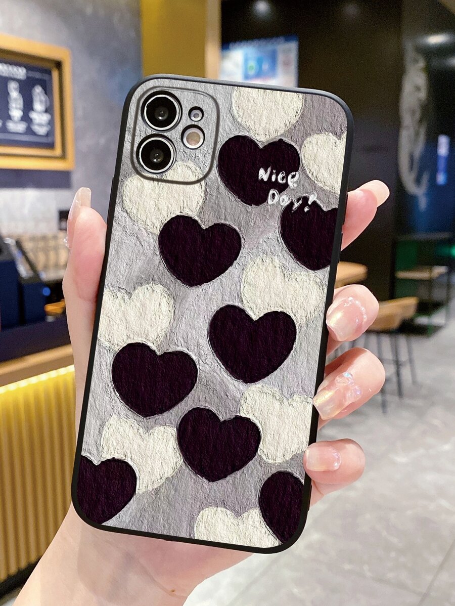 Custodia per telefono con motivo a cuore - nero - Visualizzare 1