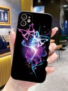 1 chiếc ốp lưng điện thoại hình bướm màu hồng, xanh dương và đen, viền mờ, tương thích với điện thoại Apple/Redmi/Vivo, phiên bản quốc tế, không phải phiên bản nội địa. - màu đen - Xem 1