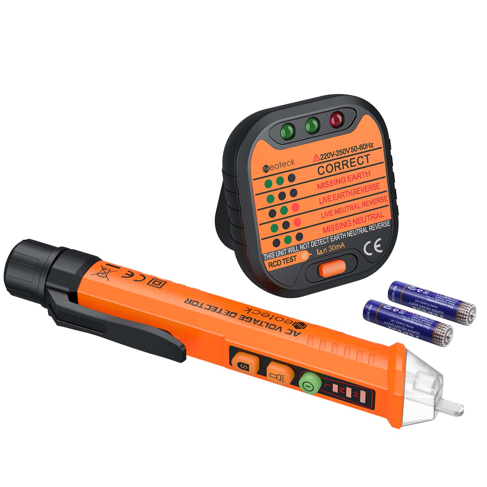 Non-Contact Voltage Tester Pen and Outlet Socket Tester kit with LED ...