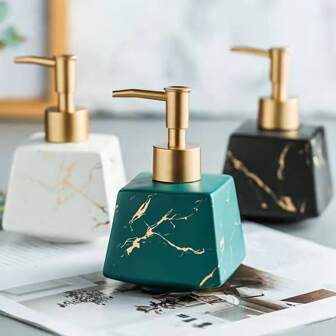 Ceramic Marble Pattern Bathroom Bottle, For Hand Soap, Shower Gel, Shampoo, Lotion And Cosmetic Cream Home Bathroom Decor Summer Back To School